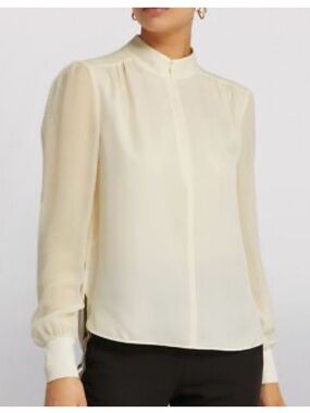 Me + Em Silk Zip Up Top In Cream